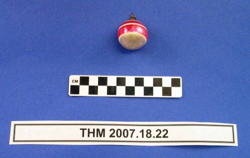 Red and Silver Striped Ball Christmas Ornament