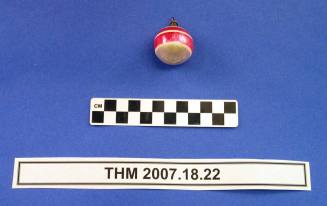Red and Silver Striped Ball Christmas Ornament