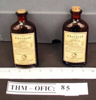 Bottle, charcoal brown glass