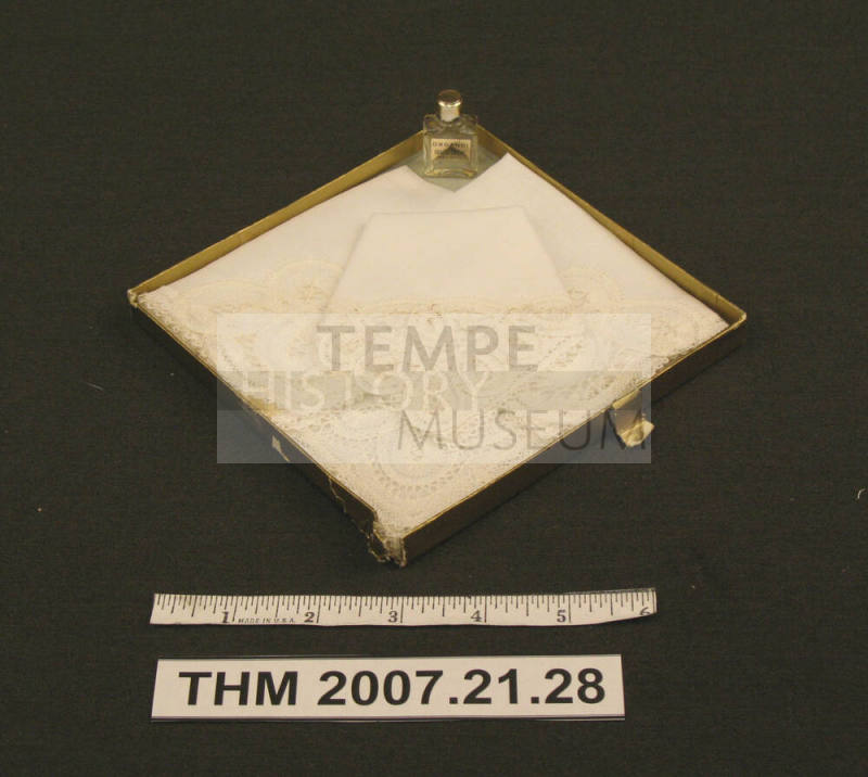 Lace-edged white handkerchief