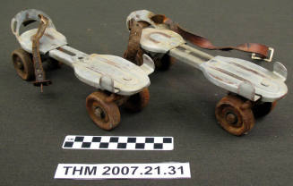 Clamp-on, adjustable roller skates.