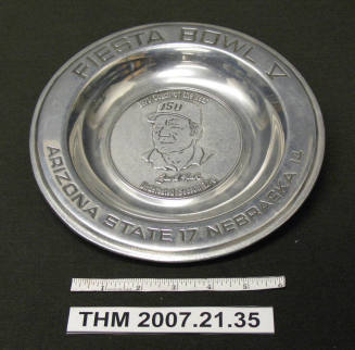 Fiesta Bowl V, Frank Kush 1975 Coach of the Year Plate.