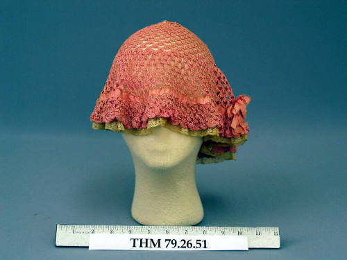 Ladies' pink crocheted nightcap