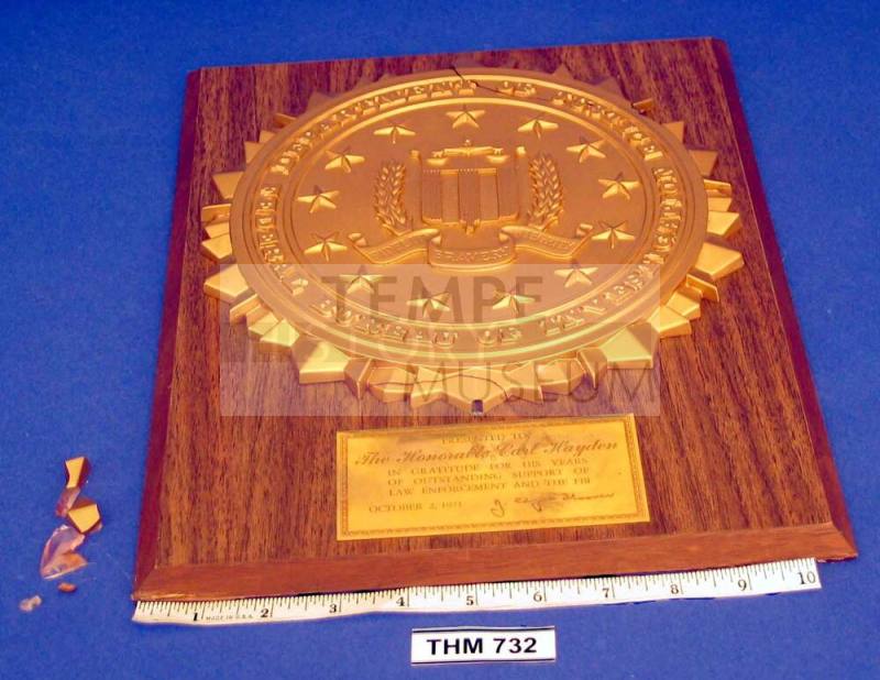 FBI Plaque to Carl Hayden