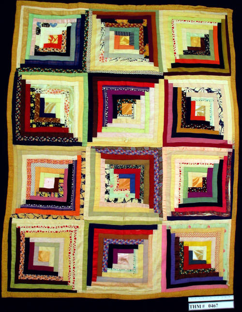 Quilt, Pieced, "Log Cabin"