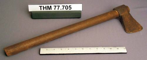Hand forged ax with wooden handle