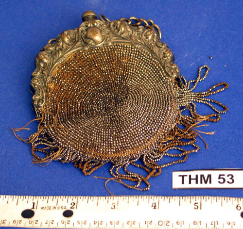 Leather and silver beaded purse