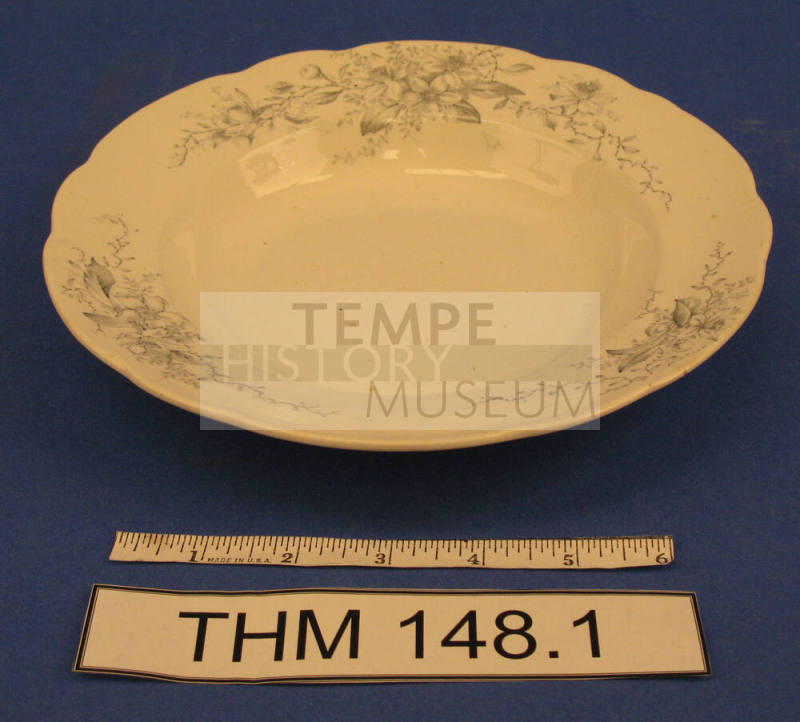 Soup Bowl with Grey Floral Pattern