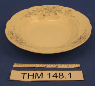 Soup Bowl with Grey Floral Pattern