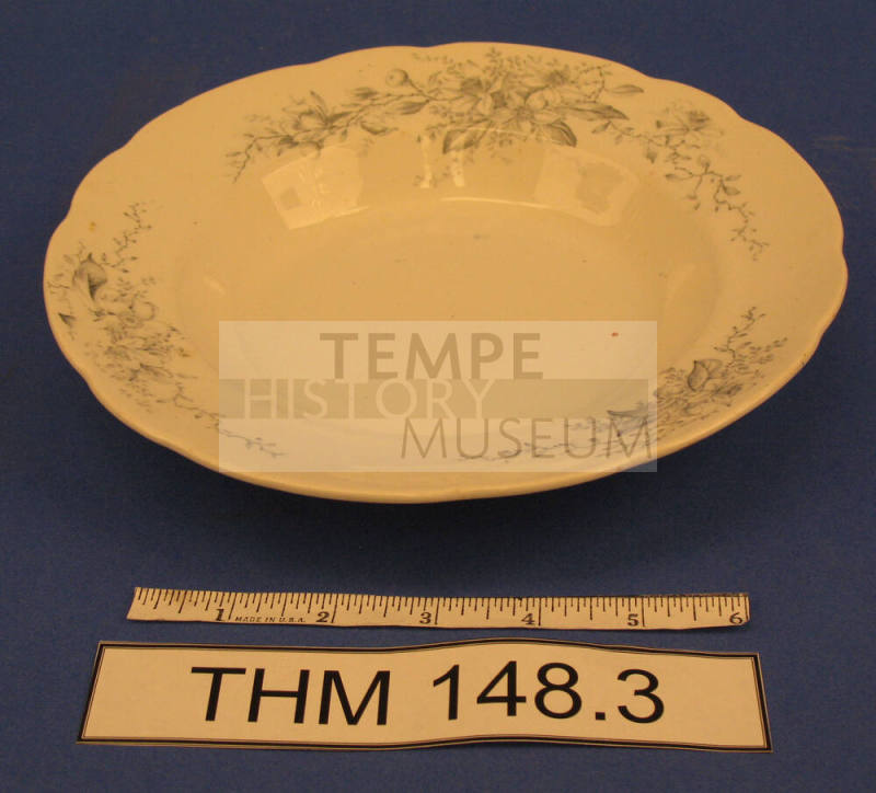 Soup Bowl with Grey Floral Pattern
