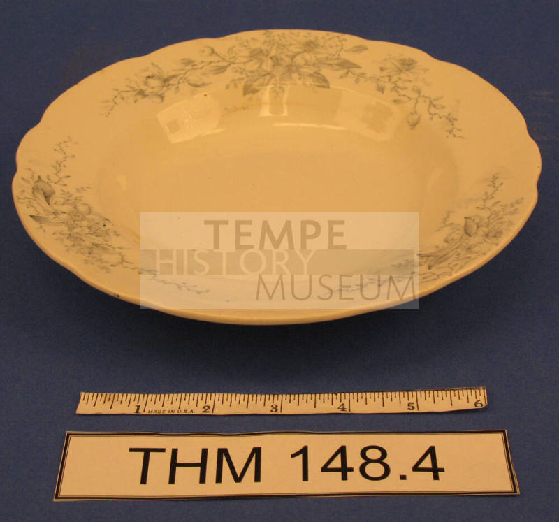 Soup Bowl with Grey Floral Pattern
