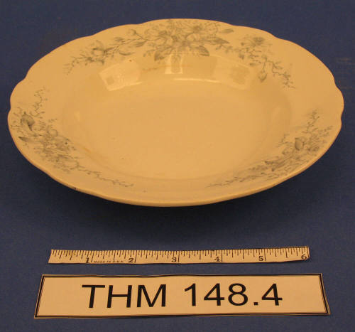 Soup Bowl with Grey Floral Pattern