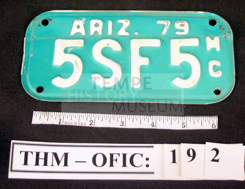 Plate, license for motorcycle