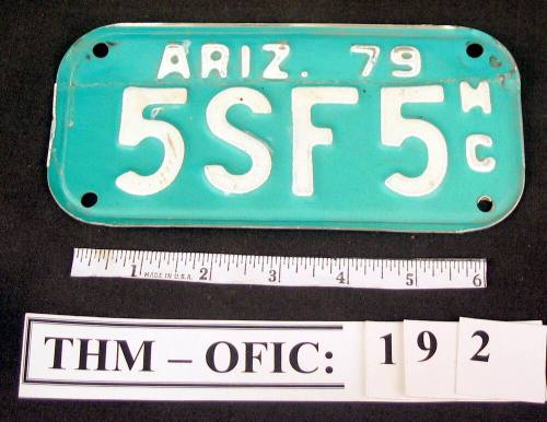 Plate, license for motorcycle