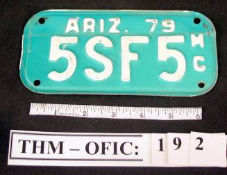Plate, license for motorcycle