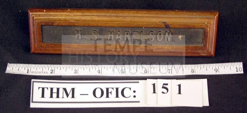 Nameplate, H.S. Harelson