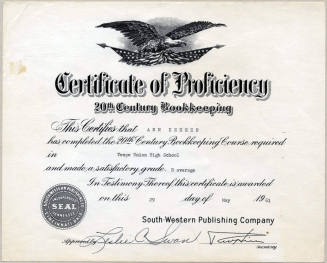Certificate of Proficiency: Twentieth Century Bookkeeping (Ann Kehrer)