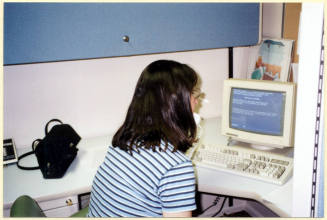 Susan Johnson at Computer Volunteering for Proposition 200 Campaign.