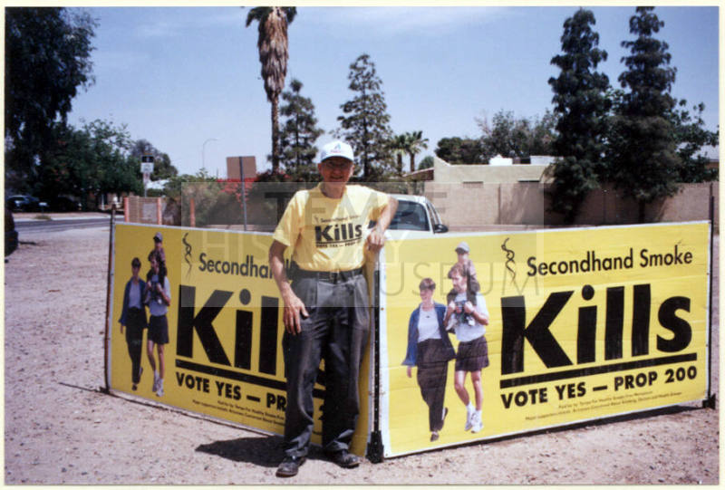 Leland L. Fairbanks with Signs for Proposition 200.