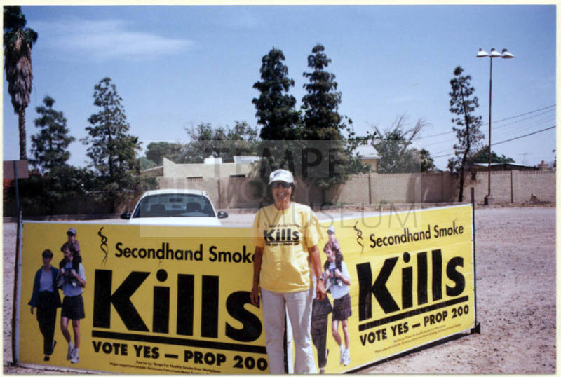 Proposition 200 Co-Chairperson Ann T. Robb with Prop 200 Signs.