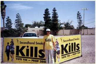 Proposition 200 Co-Chairperson Ann T. Robb with Prop 200 Signs.