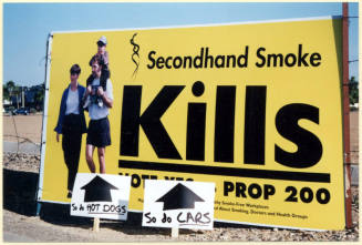 Proposition 200 Sign behind Signs Placed by Opponents to Proposition 200.