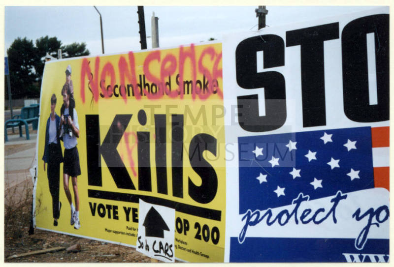 Defaced Proposition 200 Sign and Anti-Proposition 200 Sign.