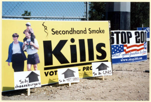 Street Signs For and Against Proposition 200.