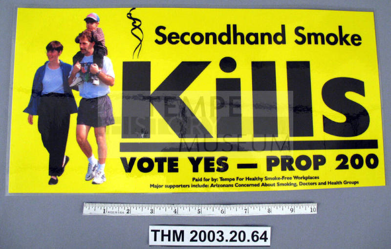 Proposition 200 Sign: "Secondhand Smoke Kills.  VOTE YES - PROP 200."
