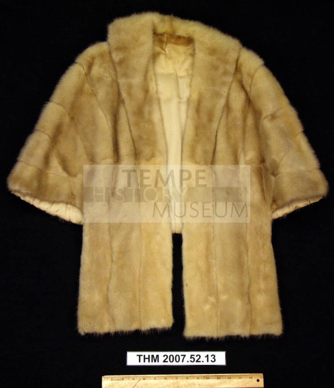 Fur Wrap (tawny beige) with long front - Irene Benedict