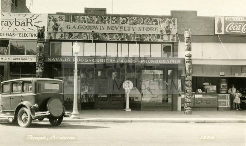 B/W of exterior of Goodwin Novelty Store