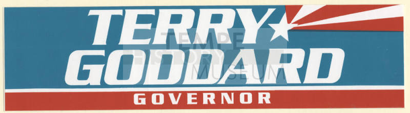 "Terry Goddard Governor" Bumper Sticker.