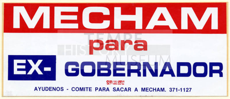 "Mechan Para EX-Gobernador" Bumpersticker.