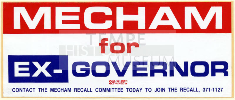 "Mecham for EX-Governor" Bumpersticker.