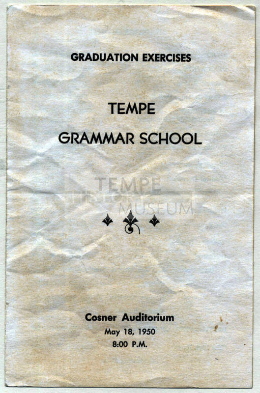 Tempe Grammar School Graduation Program, 1950.