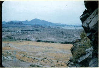 View of Camelback Mountain and Papago Park from Tempe Butte, 1960.