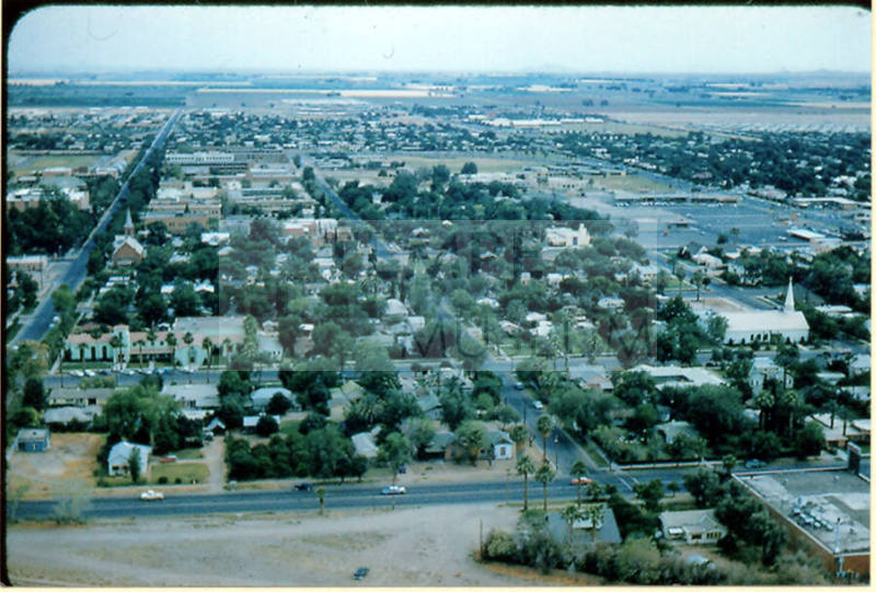 View From Tempe Butte of College Avenue to Mill Avenue Area, 1960.