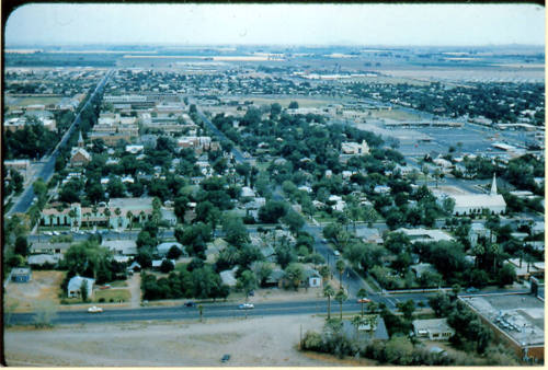 View From Tempe Butte of College Avenue to Mill Avenue Area, 1960.