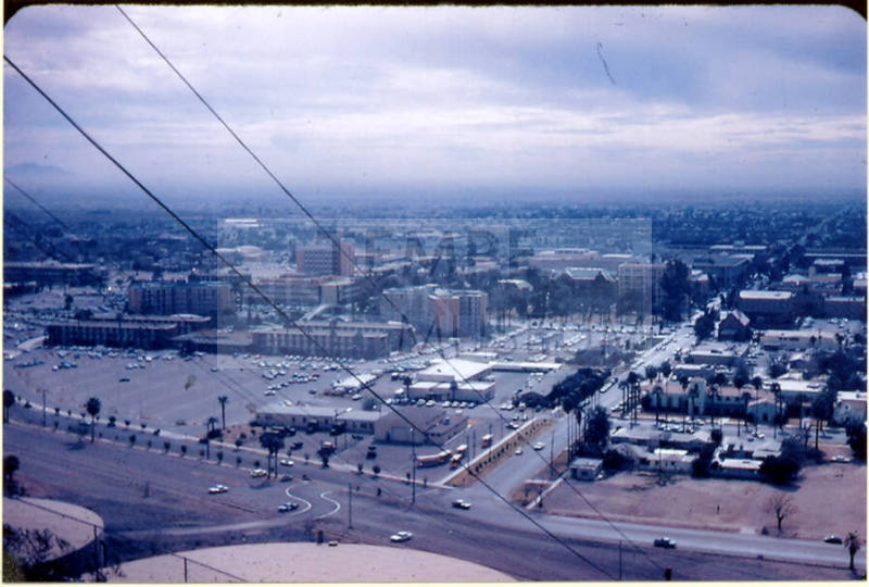 View of Tempe and ASU Campus Looking Southeast from Tempe Butte, 1970.