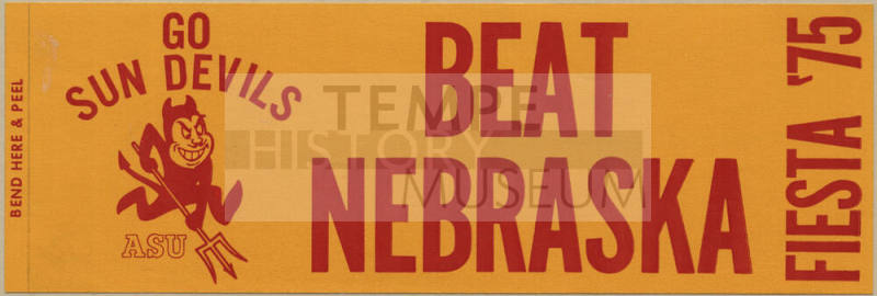 Beat Nebraska Fiesta Bowl bumpersticker, 1975