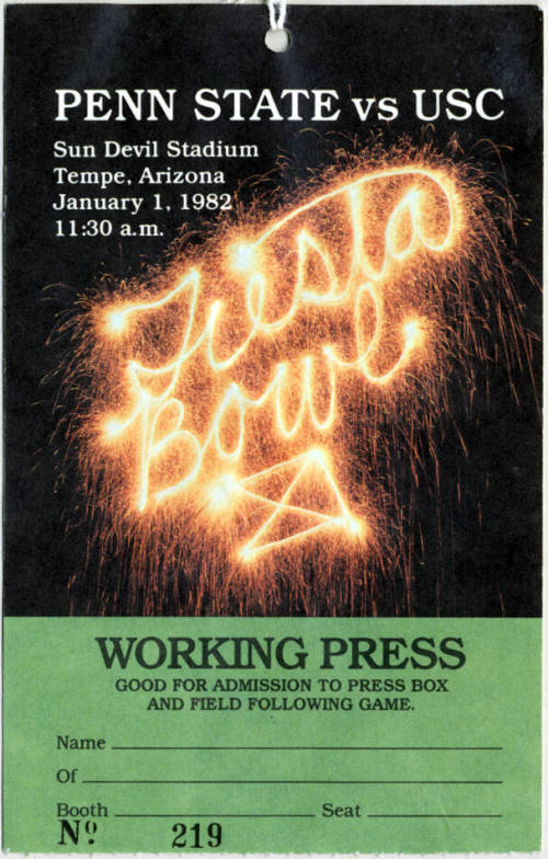 Fiesta Bwol XI Working Press Pass, 1982