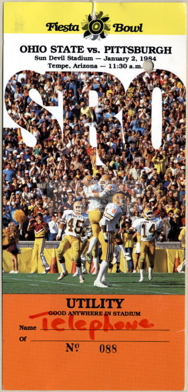 Pass card for utility worker at Fiesta Bowl 1984