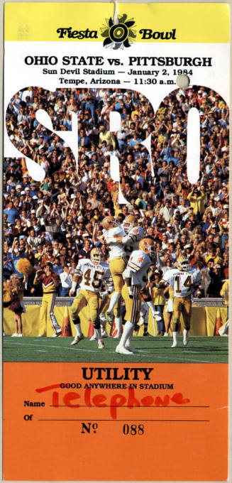 Pass card for utility worker at Fiesta Bowl 1984