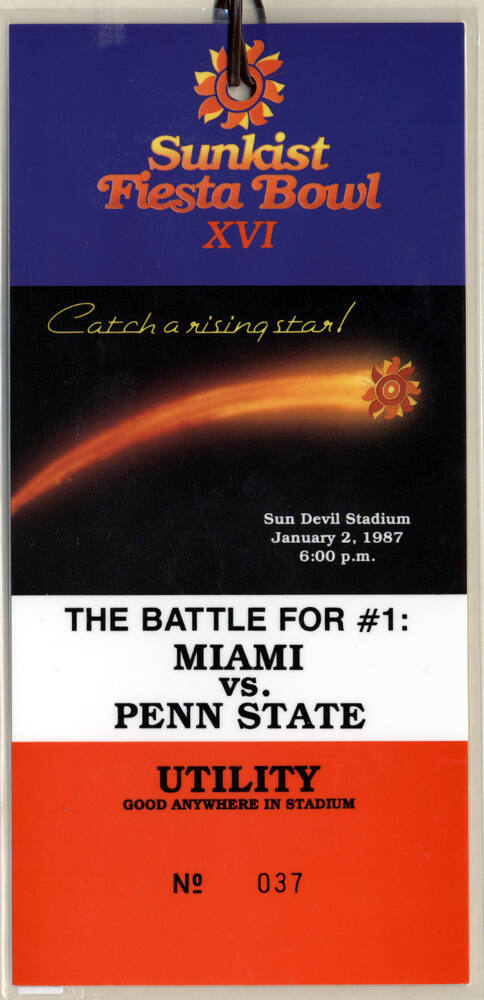 Utility Worker Pass for Fiesta Bowl XVI, 1987