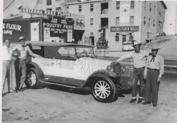 Tempe Jaycees automobile at Hayden Flour Mill, circa 1952