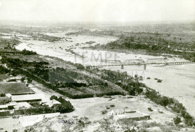 OS-129   Salt River, Railroad Bridge During Flood
