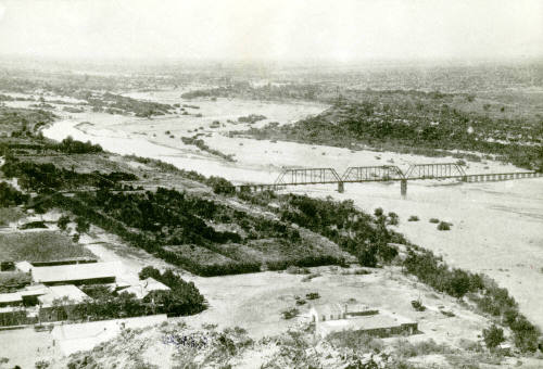 OS-129   Salt River, Railroad Bridge During Flood