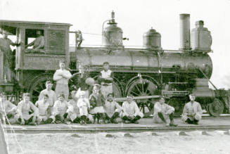 OS-156   Football Team and Train Engine 'Mesa City.'
