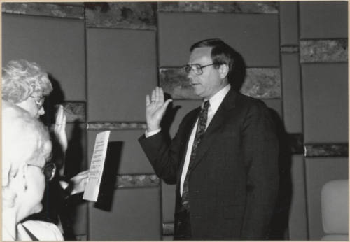 Swearing in of Harry Mitchell as Tempe Mayor, 1992.
