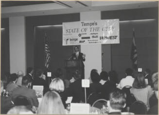 Photo of Neil Giuliano's State of the City Address, 1998.